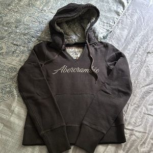 Vintage Abercrombie & Fitch Gretchen Faux Fur Gray Hoodie, Size Large